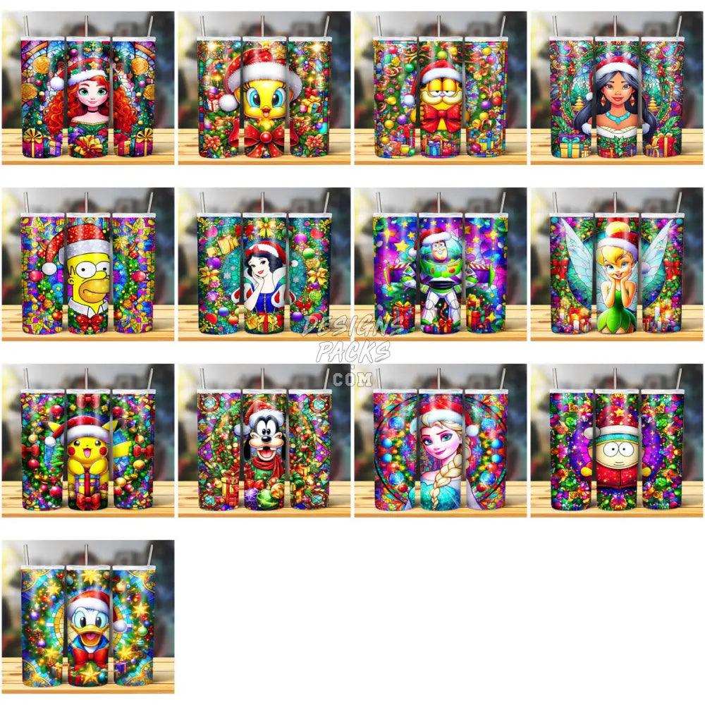 45 Christmas Cartoon Stained Glass Mix Tumbler Wrap Bundle Jpg