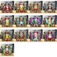 Load image into Gallery viewer, 45 Christmas Cartoon Stained Glass Mix Tumbler Wrap Bundle Jpg

