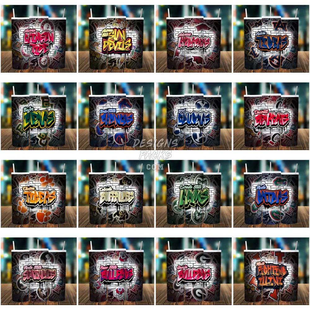 45 College Sport Teams Graffiti Tumbler Wrap Bundle Jpg