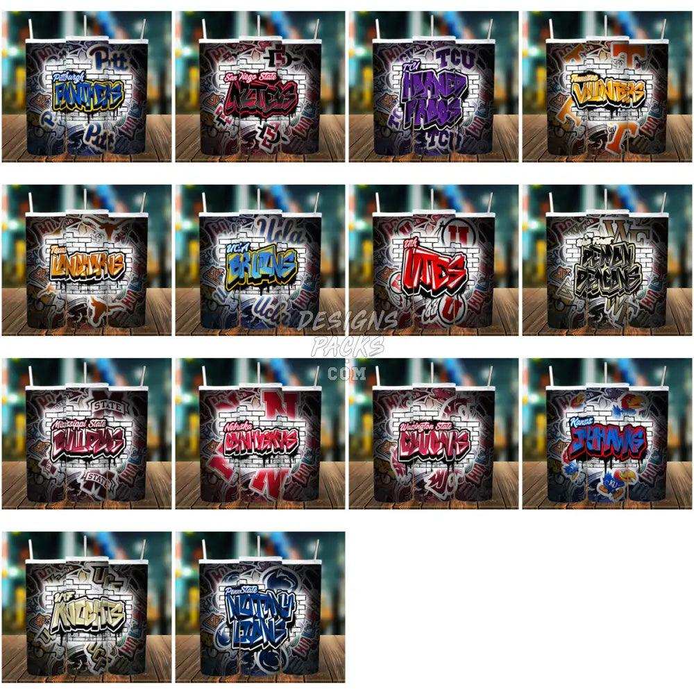 45 College Sport Teams Graffiti Tumbler Wrap Bundle Jpg