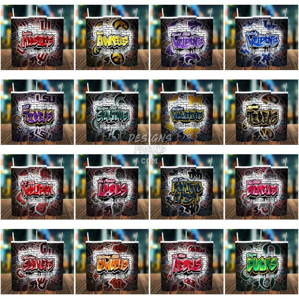 45 College Sport Teams Graffiti Tumbler Wrap Bundle Jpg