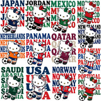 Load image into Gallery viewer, 45 Hello Kitty World Cup Soccer Teams Football Designs Bundle PNG
