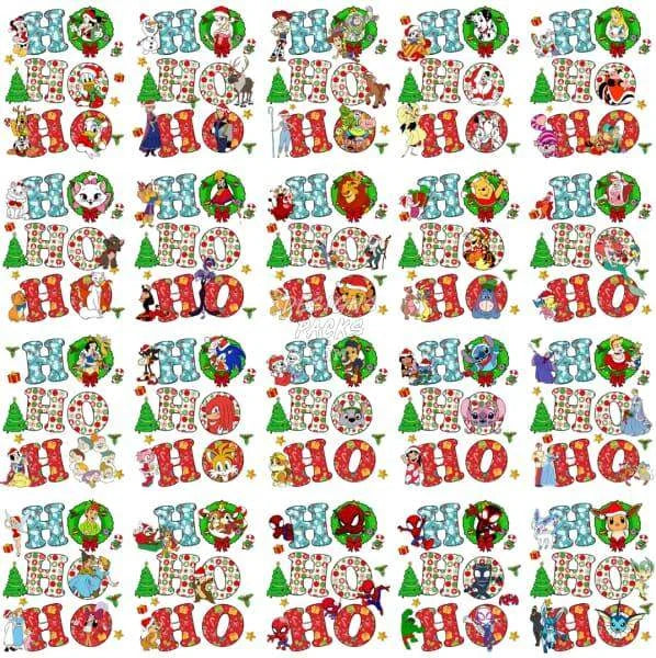 45 Ho Ho Ho Christmas Pop Culture Mix Designs Bundle PNG