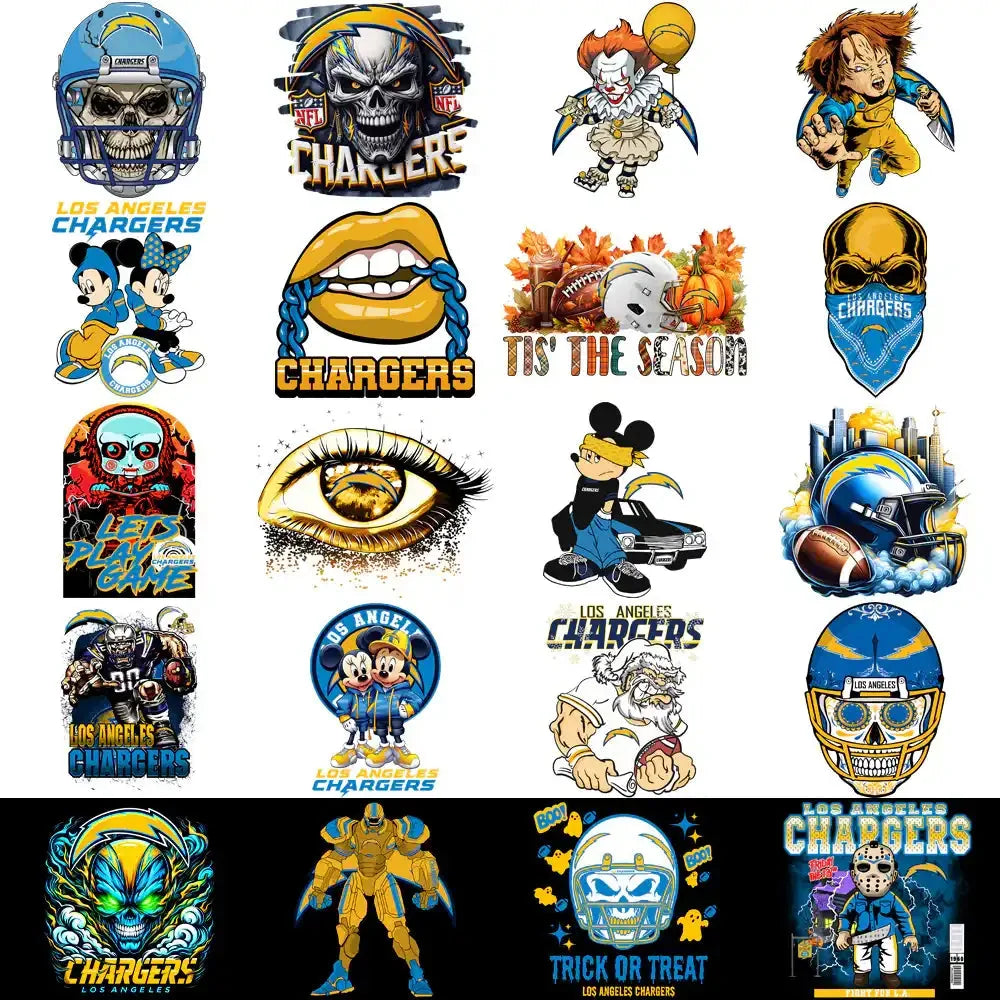 45 Los Angeles Chargers V1 Football Designs Bundle PNG