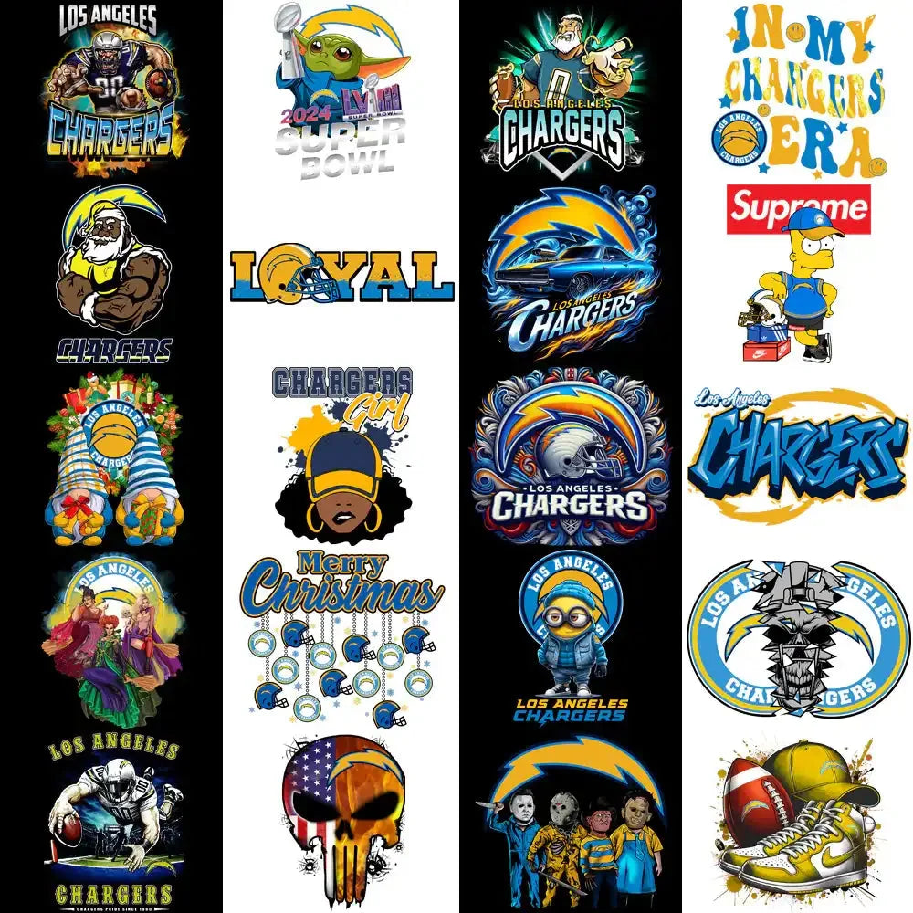45 Los Angeles Chargers V4 Football Designs Bundle PNG