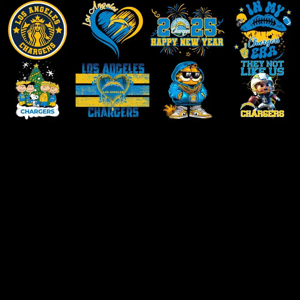 45 Los Angeles Chargers V4 Football Designs Bundle PNG