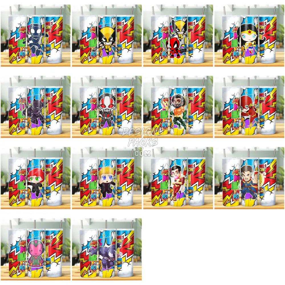 45 Superheroes Comics 2 Tumbler Wrap Bundle Jpg