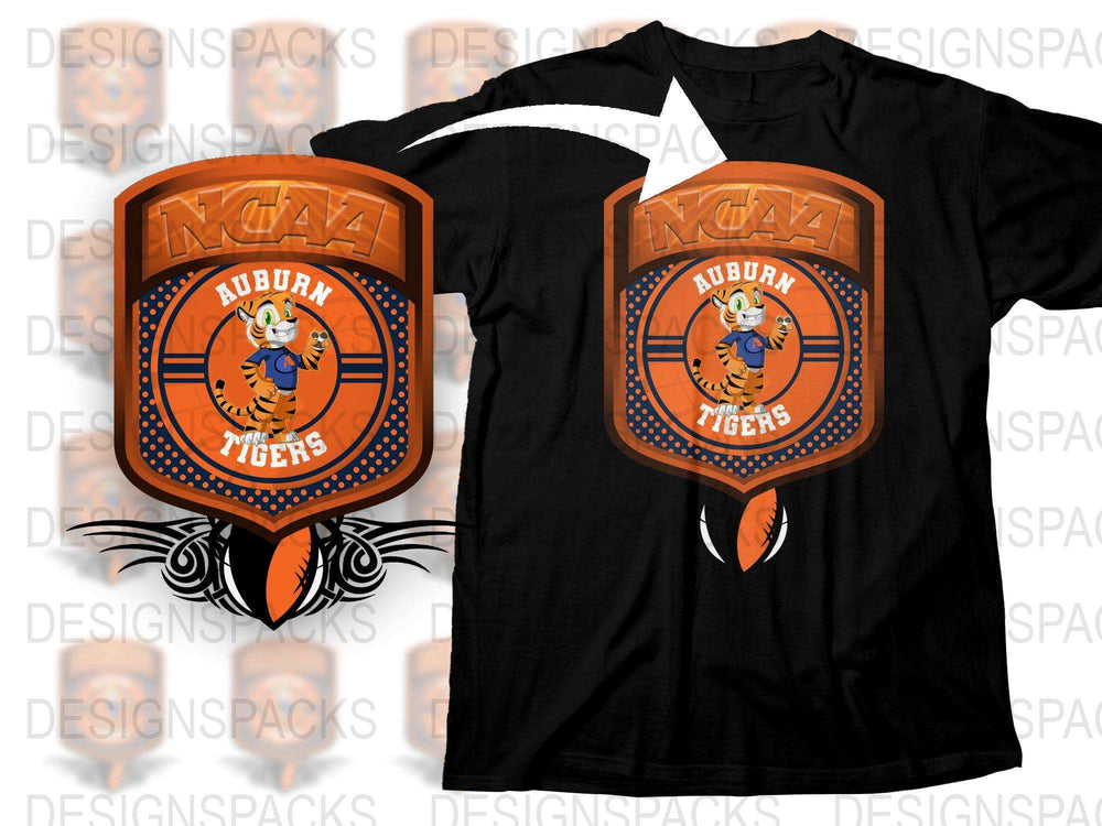 Auburn Tigers NCAA Logo Black T-Shirt, College Sports Apparel, Fan Gear, Graphic Tee