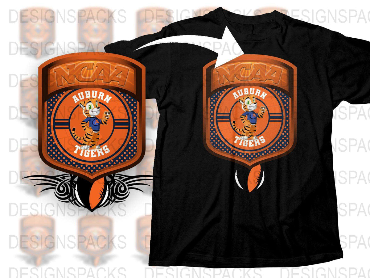 Auburn Tigers NCAA Logo Black T-Shirt, College Sports Apparel, Fan Gear, Graphic Tee