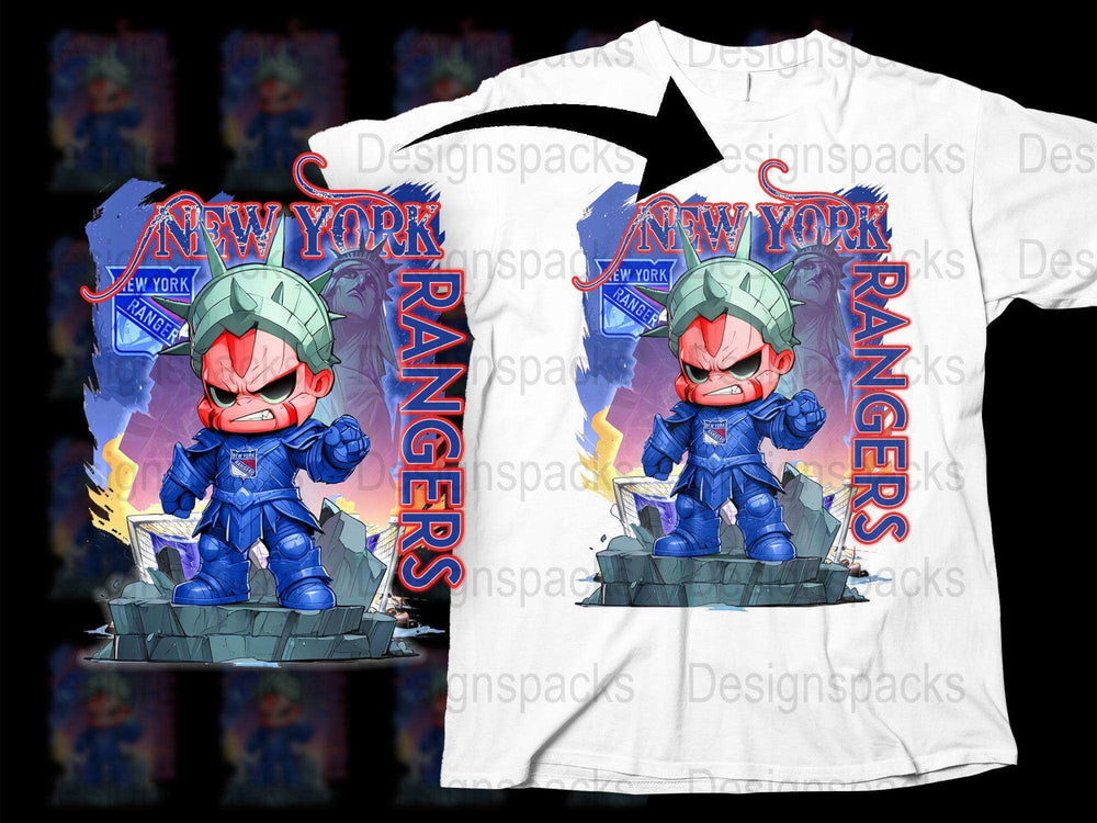 New York Rangers Themed Superhero T-Shirt, Kids Sports Hero Graphic Tee, Unique Boys Hockey Apparel