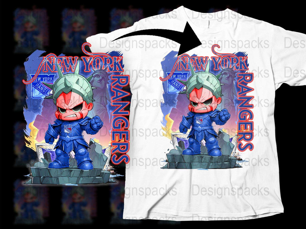 New York Rangers Themed Superhero T-Shirt, Kids Sports Hero Graphic Tee, Unique Boys Hockey Apparel