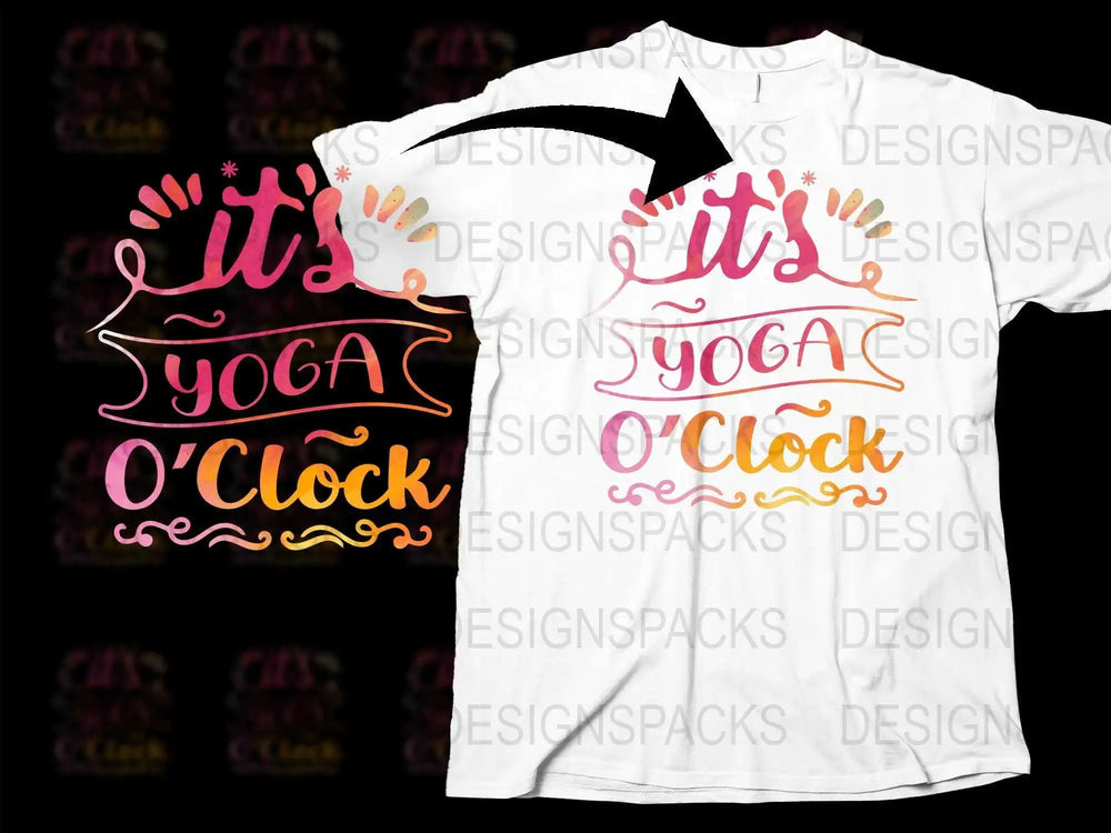 Colorful It's Yoga O'Clock T-Shirt, Fun Yoga Lover Gift, Vibrant Handprint Design, Comfy Casual Fitness Apparel