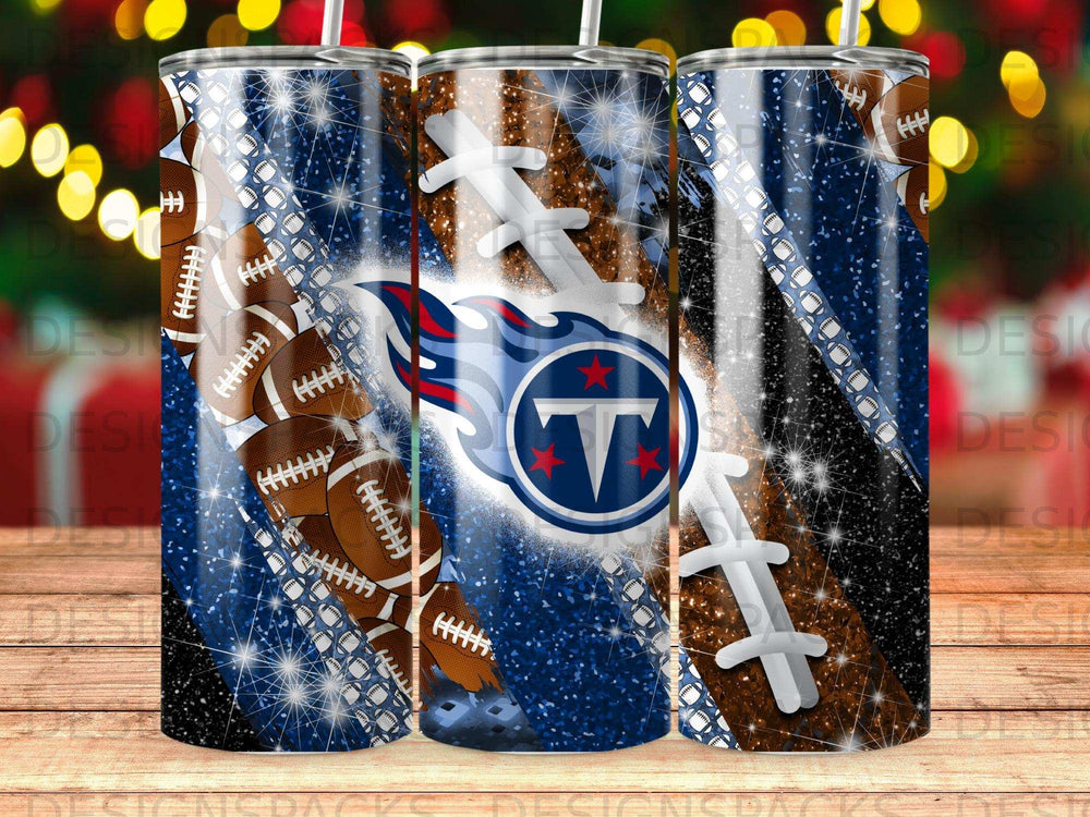 Tennessee Titans NFL football team logo on a glittery tumbler.