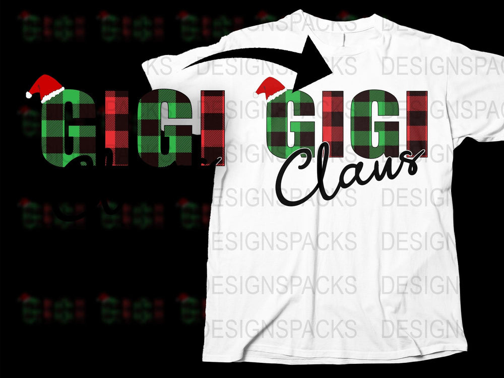 Custom Gigi Claws T-Shirt, Funny Christmas Shirt, Plaid Holiday Tee, Personalized Grandmother Gift, Festive Family Outfit
