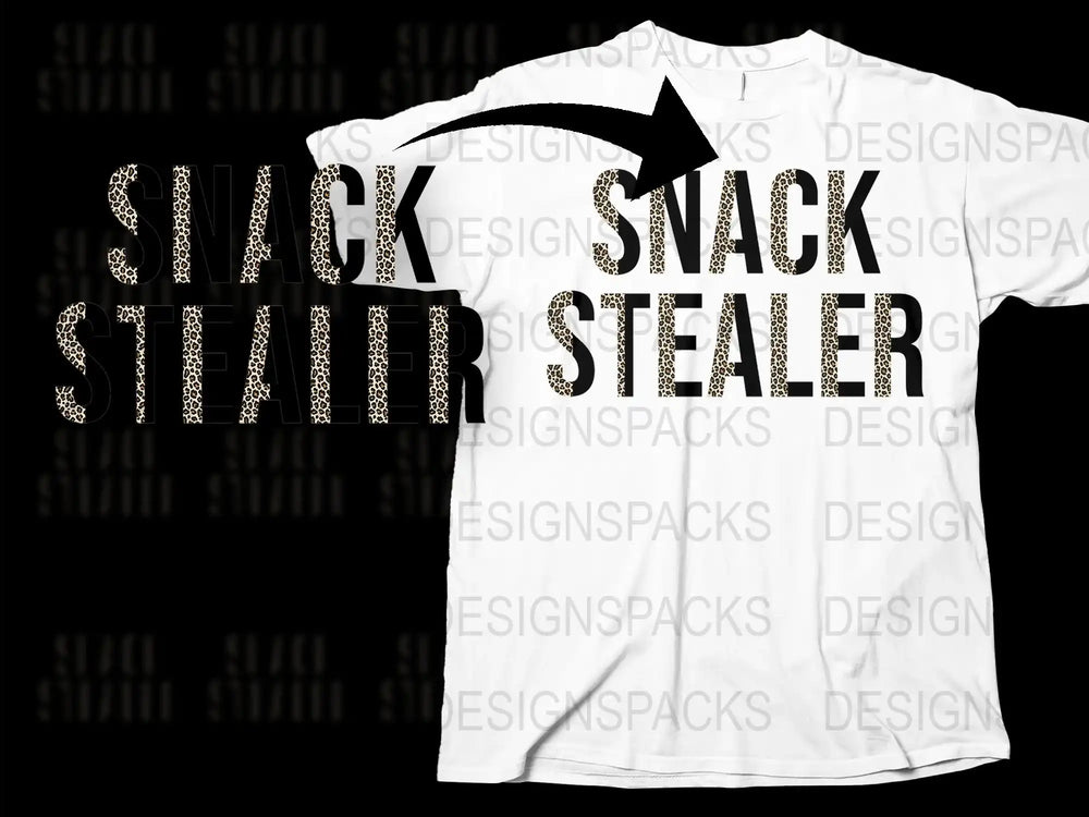 Snack Stealer Bold Leopard Print Design Funny Quote Png Digital Download