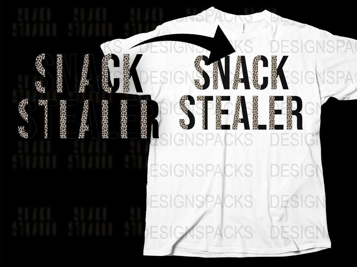 Snack Stealer Bold Leopard Print Design Funny Quote Png Digital Download