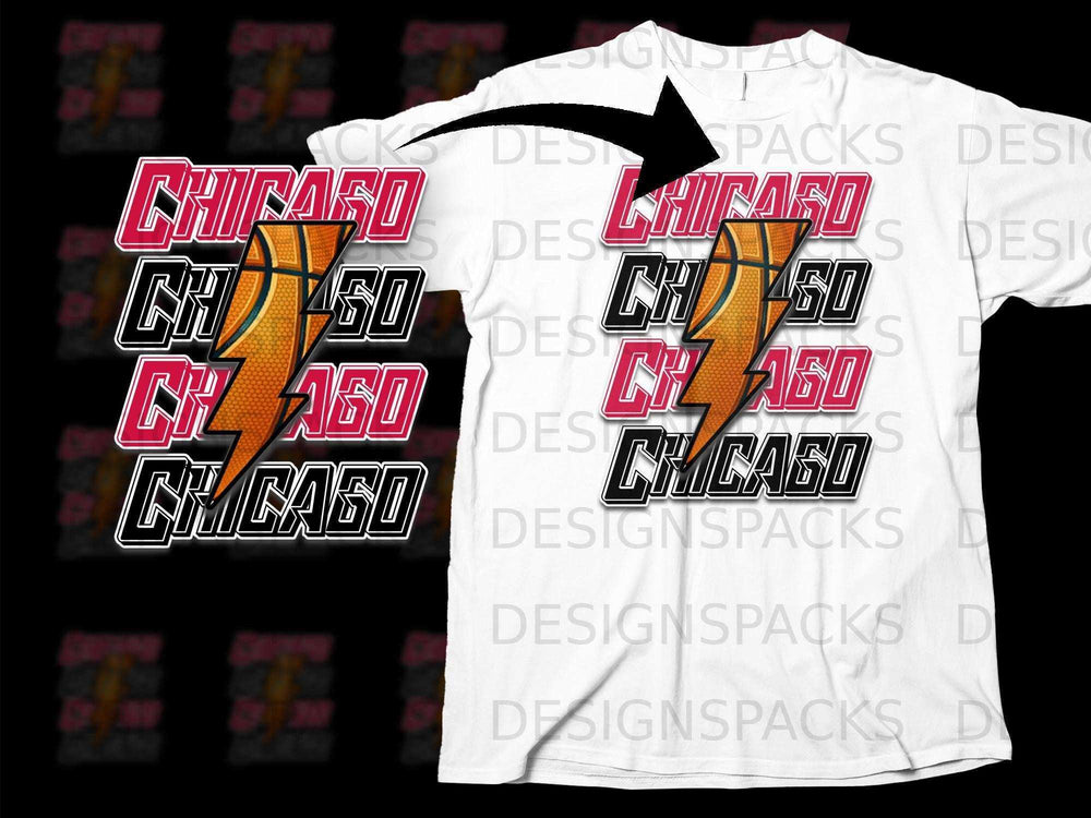 Chicago Basketball Lightning Graphic T-Shirt