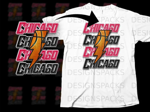 Chicago Basketball Lightning Graphic T-Shirt