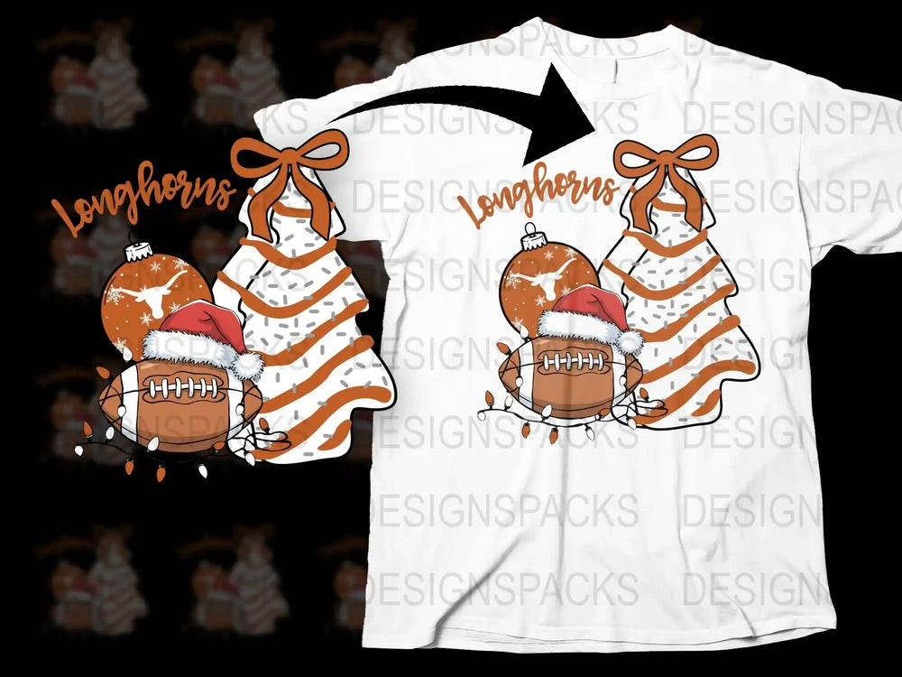 Longhorns Christmas T-Shirt, Santa Hat Football Graphic Tee, Festive Holiday Apparel, Unique Texas Team Support Shirt