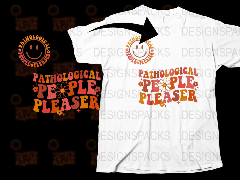 Pathological People Pleaser T-Shirt, Funny Graphic Tee, Orange Smiley Face, Unisex Casual Shirt