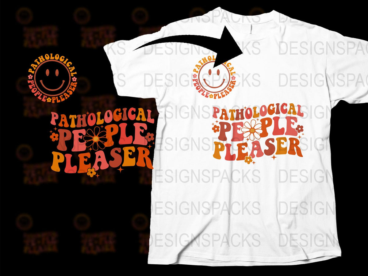 Pathological People Pleaser T-Shirt, Funny Graphic Tee, Orange Smiley Face, Unisex Casual Shirt