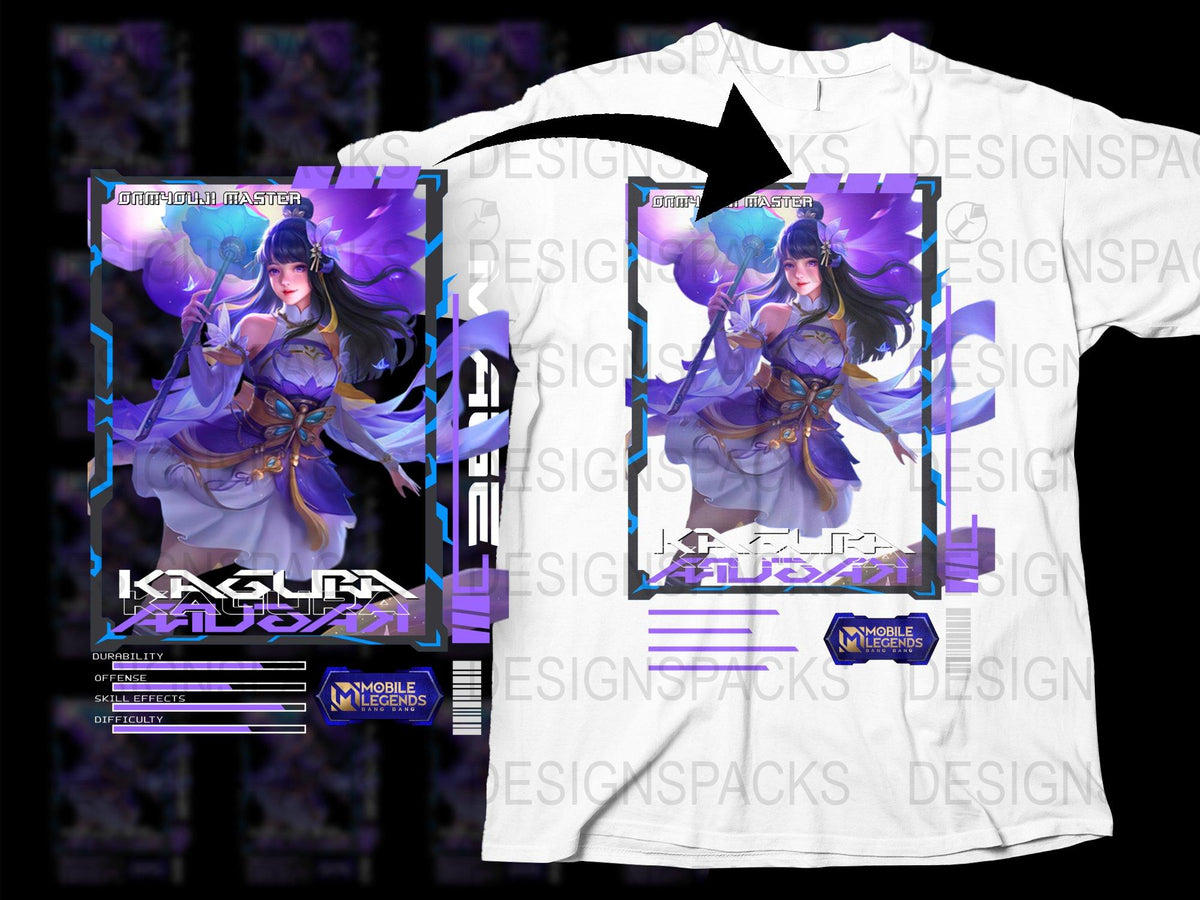 Kagura Autum Mobile Legends Graphic T-Shirt, Anime Game Character Tee, Purple Design, Men's Women's Sizes