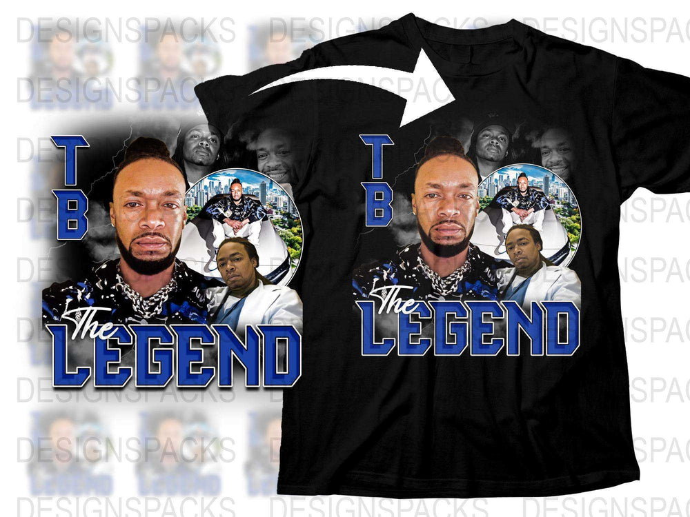 The Legend Graphic T-Shirt, Urban Style Tee, Bold Text and Photo Collage Design, Men's Fashion Shirt