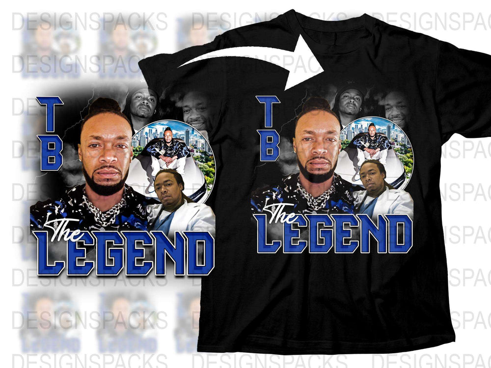 The Legend Graphic T-Shirt, Urban Style Tee, Bold Text and Photo Collage Design, Men's Fashion Shirt