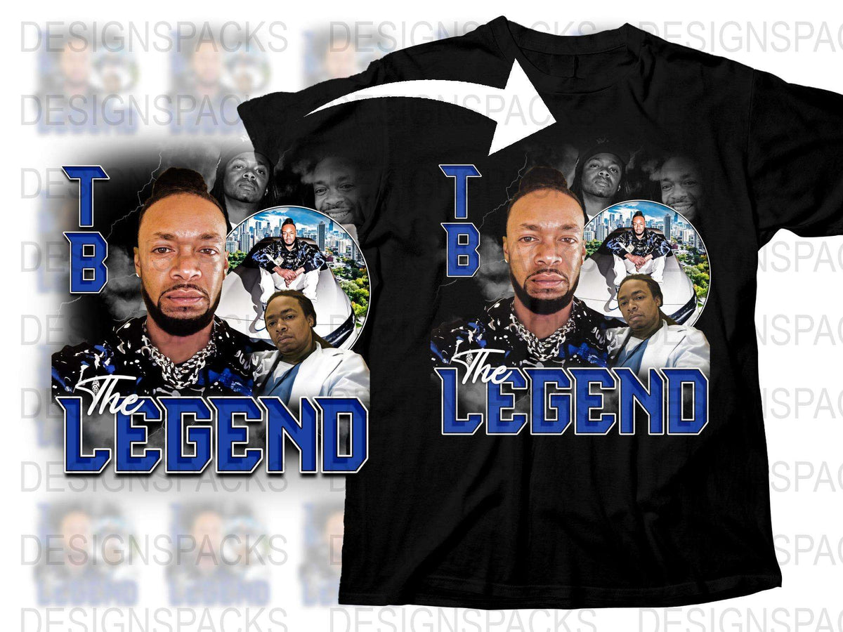 The Legend Graphic T-Shirt, Urban Style Tee, Bold Text and Photo Collage Design, Men's Fashion Shirt