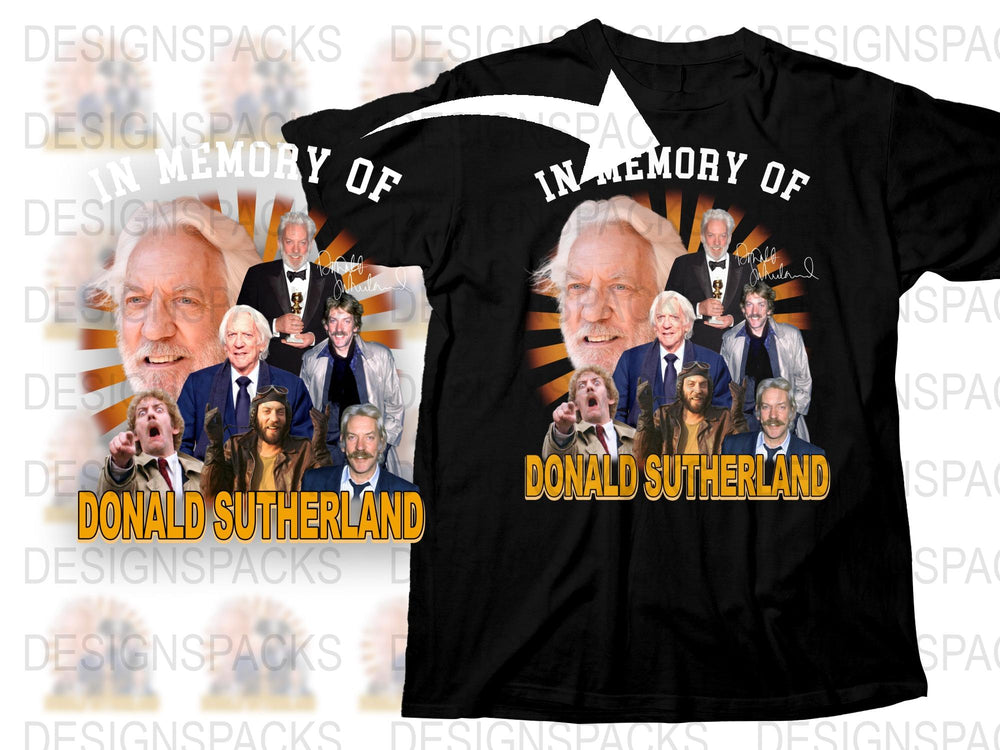 Donald Sutherland Tribute T-Shirt, In Memory Of, Actor Fan Gift, Black Cotton Tee, Unisex Graphic Shirt