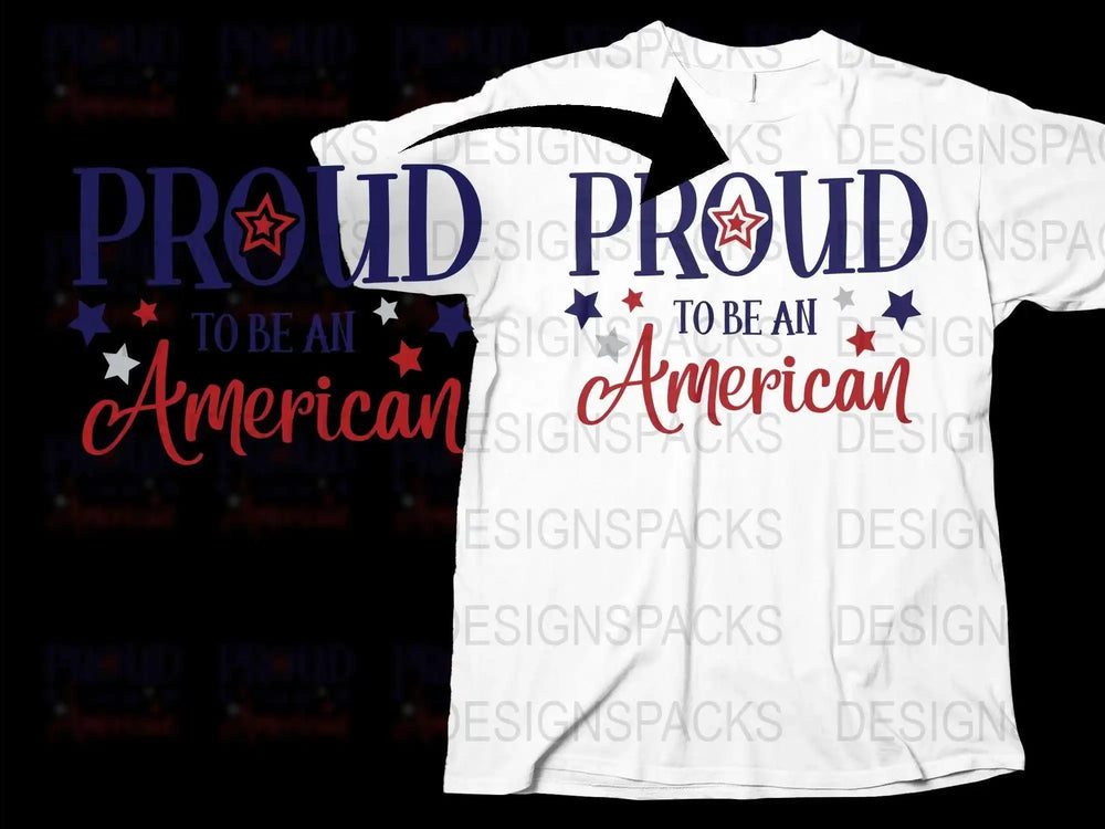 Patriotic T-Shirt 'Proud to be an American' Graphic Tee, Stars and Stripes, Unisex Apparel