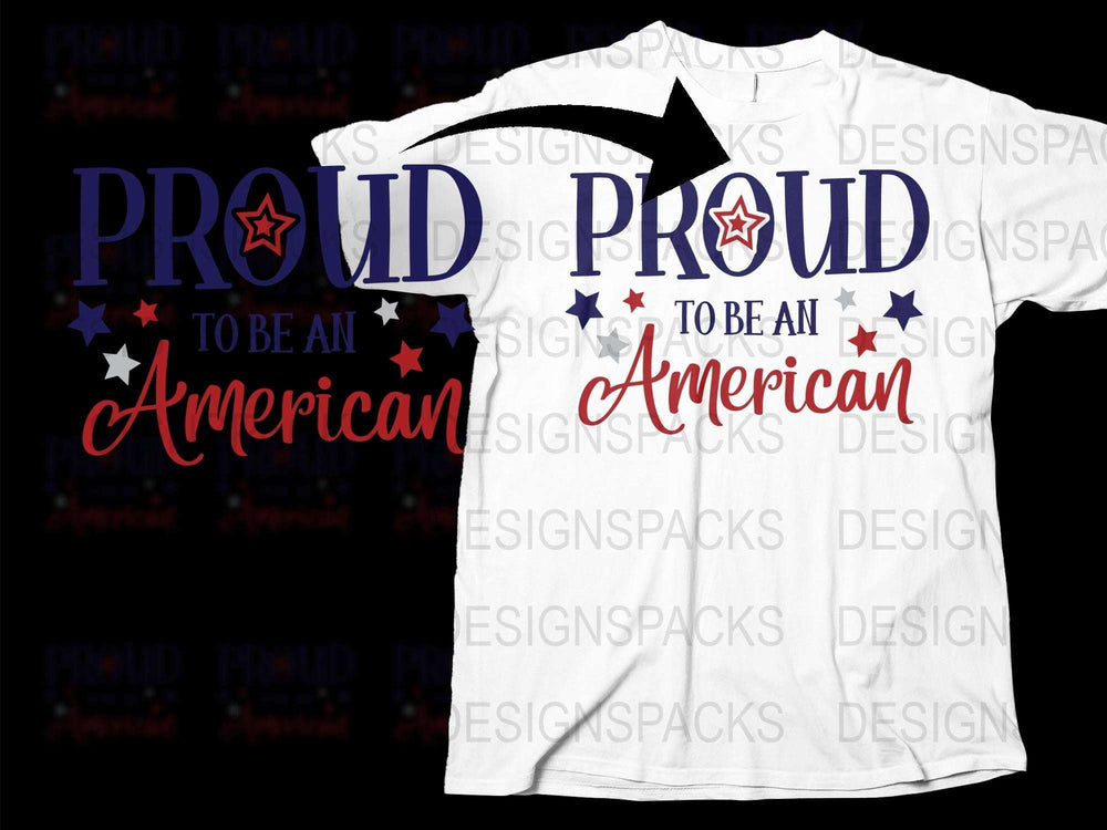 Patriotic T-Shirt 'Proud to be an American' Graphic Tee, Stars and Stripes, Unisex Apparel