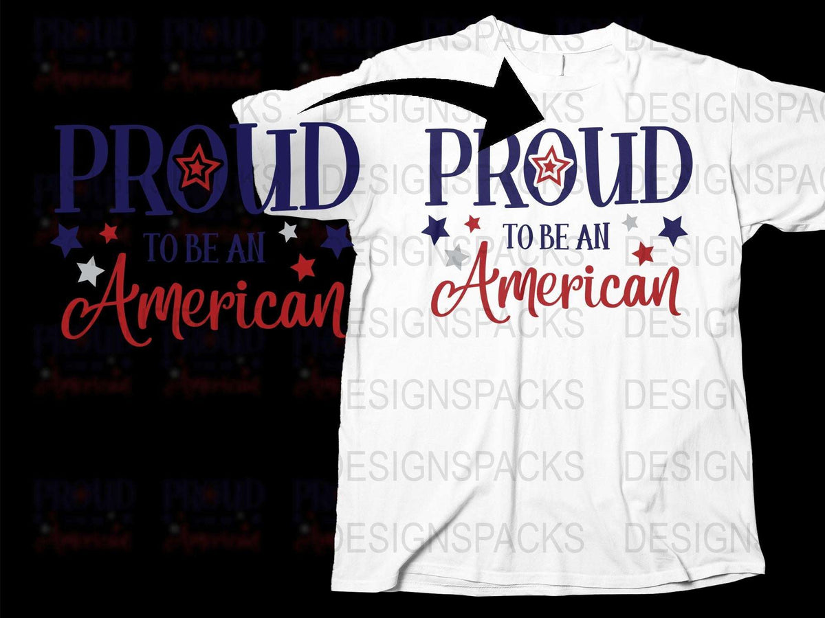 Patriotic T-Shirt 'Proud to be an American' Graphic Tee, Stars and Stripes, Unisex Apparel