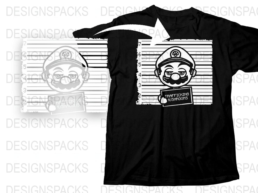 Trendy Black T-Shirt with Graphic Mushroom Design, Casual Streetwear Top for Men and Women