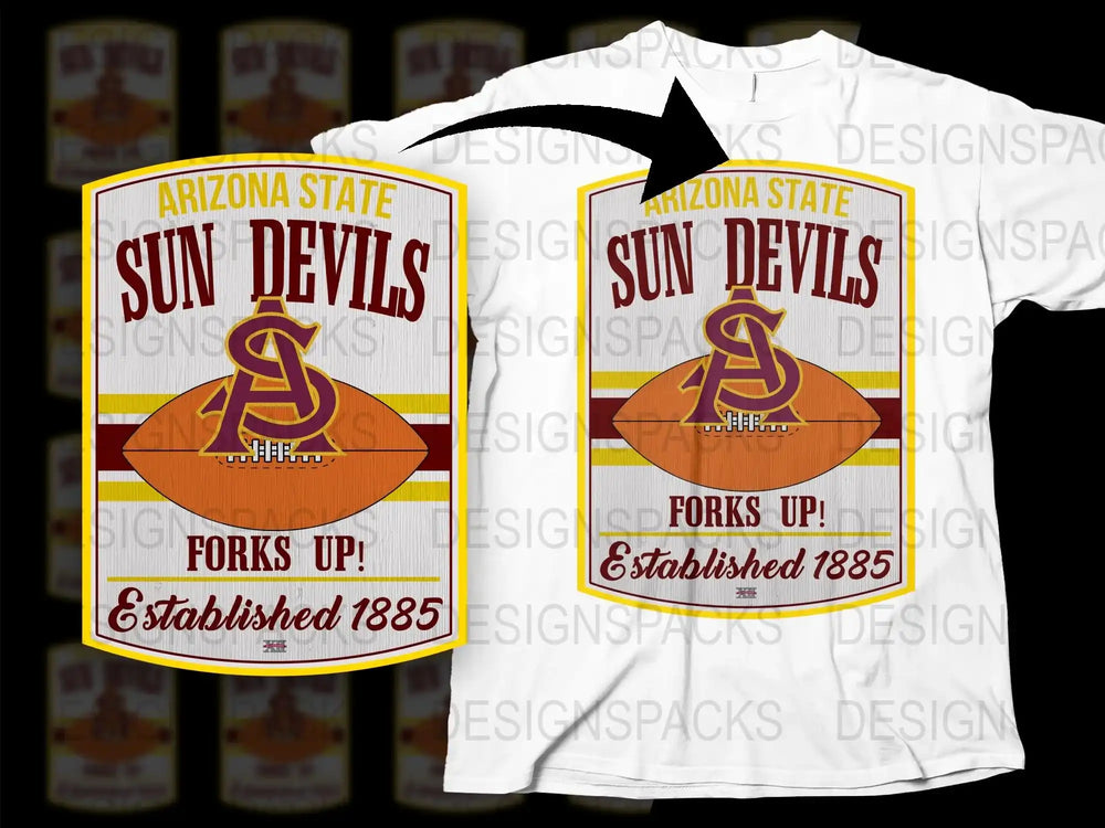 Arizona State Sun Devils T-Shirt, Vintage College Graphic Tee, Forks Up, Established 1885, Sports Fan Gift