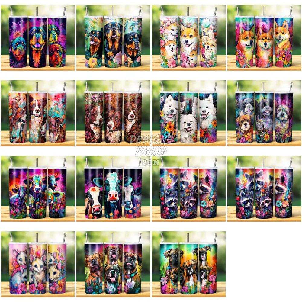 46 Animal Group Selfie Colorful Tumbler Wrap Bundle Jpg