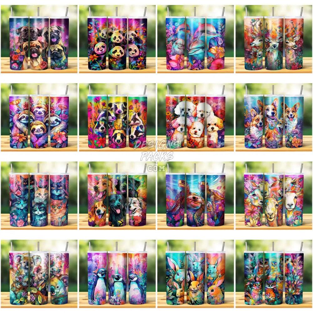 46 Animal Group Selfie Colorful Tumbler Wrap Bundle Jpg