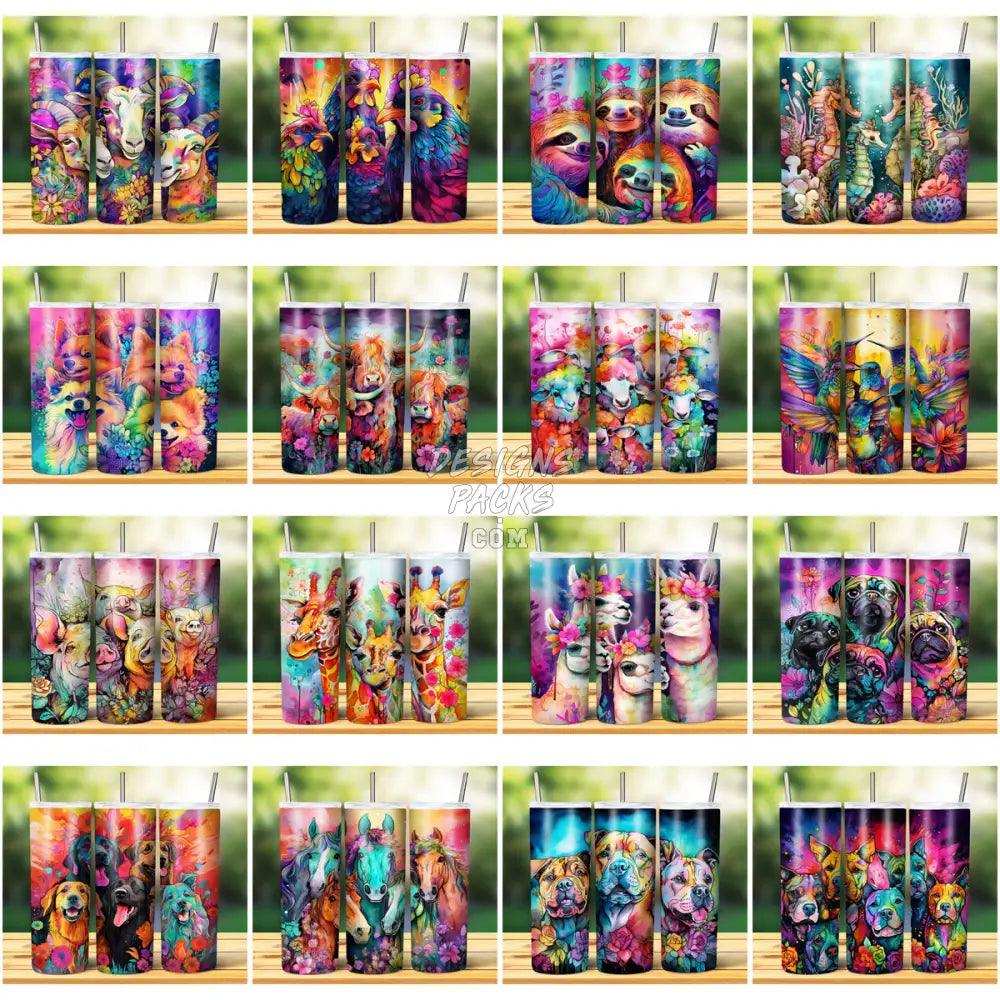 46 Animal Group Selfie Colorful Tumbler Wrap Bundle Jpg