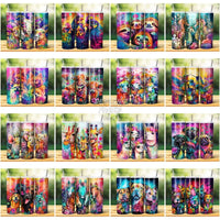Load image into Gallery viewer, 46 Animal Group Selfie Colorful Tumbler Wrap Bundle Jpg

