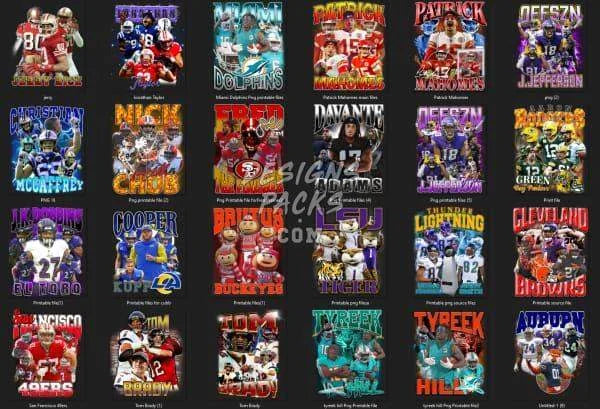 46 Football Bootleg Designs Bundle PNG