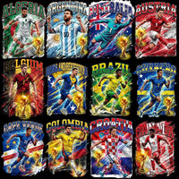 Load image into Gallery viewer, World Cup soccer player designs for DTF/DTG, embroidery, tumbler wraps with vibrant country themes
