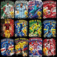 Load image into Gallery viewer, World Cup soccer player designs for DTF/DTG, embroidery, tumbler wraps with vibrant country themes
