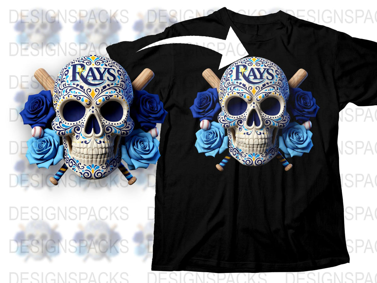 Sugar Skull Graphic T-Shirt, Day of the Dead Blue Roses Tee, Unisex Floral Skull Shirt, Mexican Dia de los Muertos Apparel