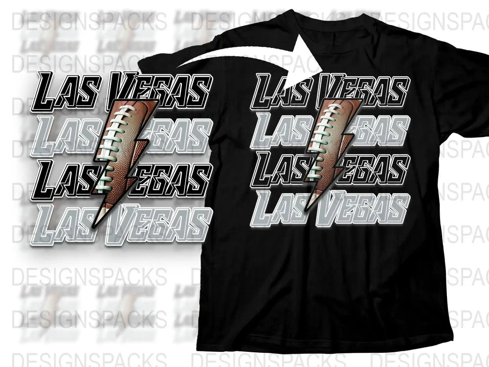 Las Vegas Football T-Shirt, Sporty Black Tee, Graphic Design, Men's Casual Wear