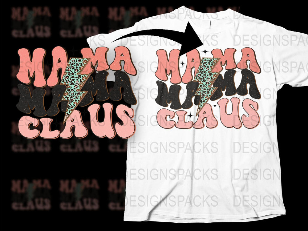 Mama Claus Christmas T-Shirt, Leopard Print Holiday Tee, Festive Family Matching Outfit