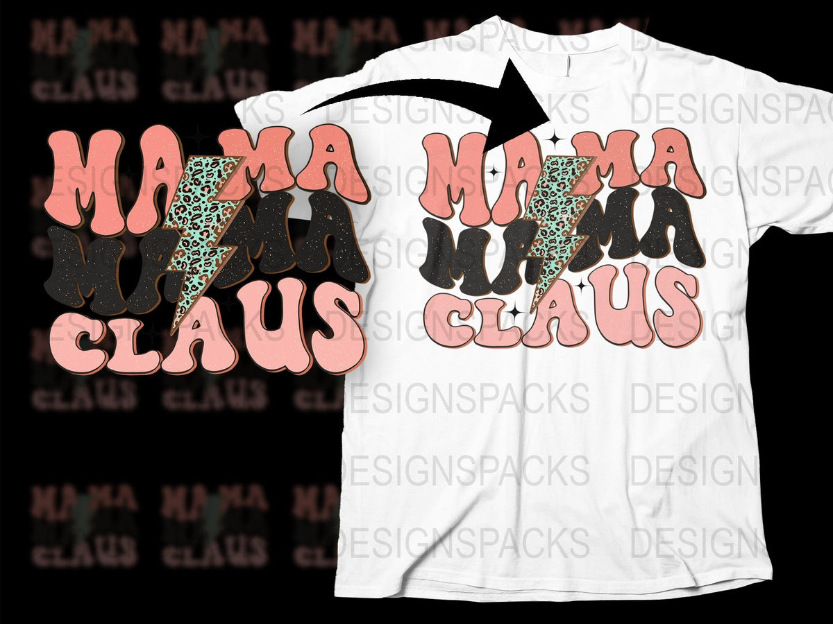 Mama Claus Christmas T-Shirt, Leopard Print Holiday Tee, Festive Family Matching Outfit