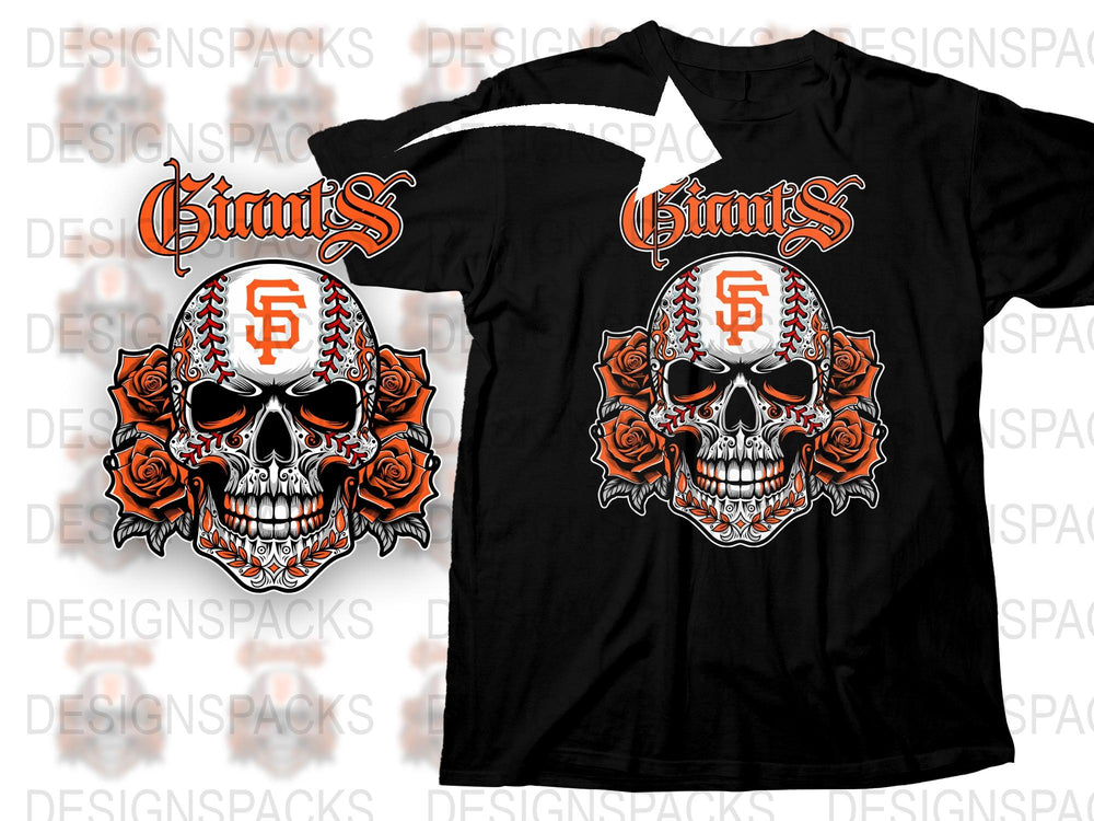 San Francisco Giants Inspired Skull T-Shirt, Baseball Fan Graphic Tee, Sports Team Apparel, Black Cotton Shirt, Unique Gift Idea
