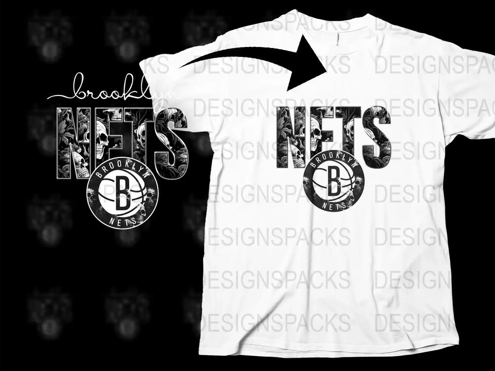 Brooklyn Nets T-Shirt Unisex, White Basketball Fan Tee, NBA Team Logo Apparel