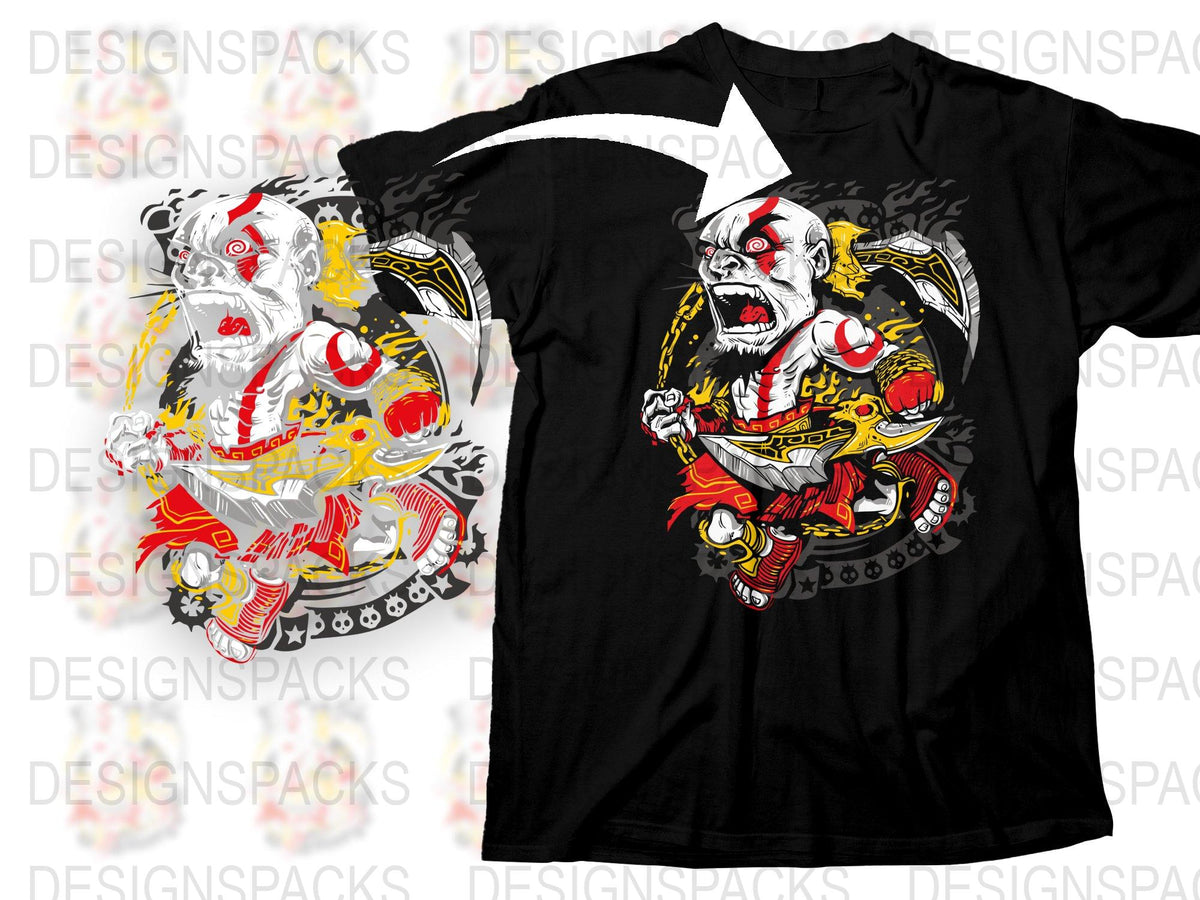 Japanese Samurai Demon T-Shirt, Men's Black Graphic Tee, Traditional Art Inspired, Bold Red and Gold Design