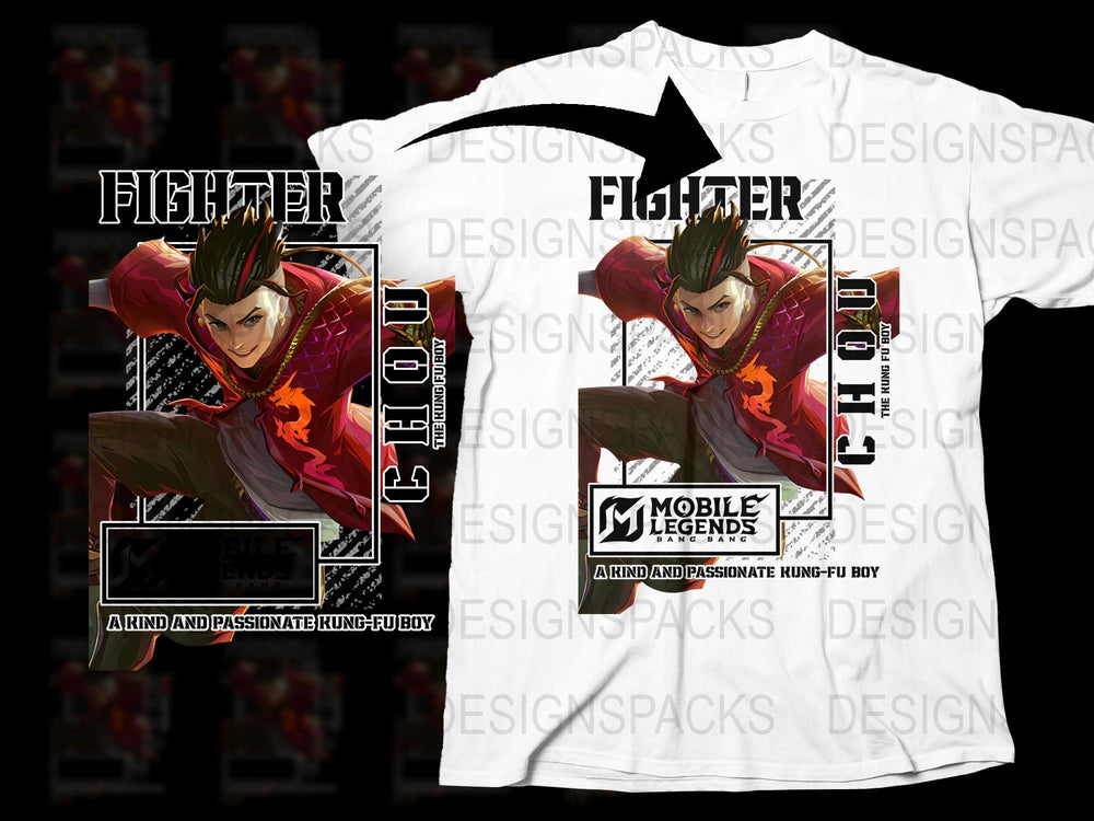 Mobile Legends Fighter T-Shirt, Chou Hero Design, Gaming Fan Apparel, Kung-Fu Graphic Tee, Unisex Clothing